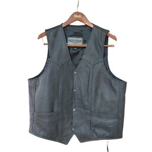 Men's Black Leather Biker's Vest